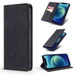 For iPhone 12 Pro Max TAOKKIM Retro Matte PU Horizontal Flip Leather Case with Holder & Card Slots(Black)