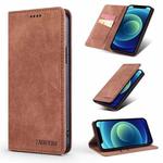 For iPhone 12 Pro Max TAOKKIM Retro Matte PU Horizontal Flip Leather Case with Holder & Card Slots(Brown)