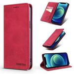 For iPhone 12 Pro Max TAOKKIM Retro Matte PU Horizontal Flip Leather Case with Holder & Card Slots(Red)