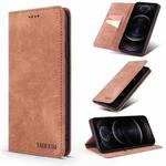 For iPhone 11 Pro TAOKKIM Retro Matte PU Horizontal Flip Leather Case with Holder & Card Slots (Brown)