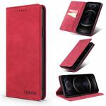 For iPhone 11 Pro TAOKKIM Retro Matte PU Horizontal Flip Leather Case with Holder & Card Slots (Red)