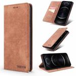 For iPhone 11 Pro Max TAOKKIM Retro Matte PU Horizontal Flip Leather Case with Holder & Card Slots (Brown)