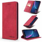 For iPhone XR TAOKKIM Retro Matte PU Horizontal Flip Leather Case with Holder & Card Slots(Red)
