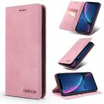 For iPhone XR TAOKKIM Retro Matte PU Horizontal Flip Leather Case with Holder & Card Slots(Pink)