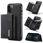 For iPhone 12 / 12 Pro DG.MING M1 Series 3-Fold Multi Card Wallet + Magnetic Back Cover Shockproof Case with Holder Function(Black)
