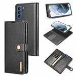 For Samsung Galaxy S21 FE DG.MING Crazy Horse Texture Flip Detachable Magnetic Leather Case with Holder & Card Slots & Wallet(Black)