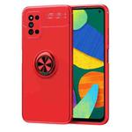 For Samsung Galaxy F52 5G Metal Ring Holder 360 Degree Rotating TPU Case(Red)