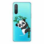 For OnePlus Nord CE 5G Colored Drawing Pattern High Transparent TPU Protective Case(Panda Climbing Bamboo)