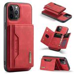For iPhone 12 / 12 Pro DG.MING M2 Series 3-Fold Multi Card Bag + Magnetic Back Cover Shockproof Case with Wallet & Holder Function(Red)
