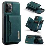 For iPhone 12 / 12 Pro DG.MING M2 Series 3-Fold Multi Card Bag + Magnetic Back Cover Shockproof Case with Wallet & Holder Function(Green)