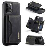 For iPhone 12 Pro Max DG.MING M2 Series 3-Fold Multi Card Bag + Magnetic Back Cover Shockproof Case with Wallet & Holder Function(Black)