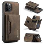 For iPhone 12 Pro Max DG.MING M2 Series 3-Fold Multi Card Bag + Magnetic Back Cover Shockproof Case with Wallet & Holder Function(Coffee)