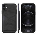 For iPhone 12 mini TAOKKIM Retro Matte PU Leather + PC + TPU Shockproof Back Cover Case with Holder & Card Slot (Black)