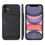 For iPhone 11 Pro TAOKKIM Retro Matte PU Leather + PC + TPU Shockproof Back Cover Case with Holder & Card Slot (Black)