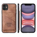 For iPhone 11 TAOKKIM Retro Matte PU Leather + PC + TPU Shockproof Back Cover Case with Holder & Card Slot (Brown)