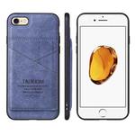 For iPhone SE 2022 / SE 2020 / 8 / 7 TAOKKIM Retro Matte PU Leather + PC + TPU Shockproof Back Cover Case with Holder & Card Slot(Blue)