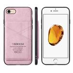 For iPhone SE 2022 / SE 2020 / 8 / 7 TAOKKIM Retro Matte PU Leather + PC + TPU Shockproof Back Cover Case with Holder & Card Slot(Pink)