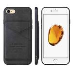 TAOKKIM Retro Matte PU Leather + PC + TPU Shockproof Back Cover Case with Holder & Card Slot For iPhone 7 Plus / 8 Plus(Black)
