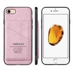 TAOKKIM Retro Matte PU Leather + PC + TPU Shockproof Back Cover Case with Holder & Card Slot For iPhone 7 Plus / 8 Plus(Pink)