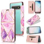 For Samsung Galaxy S10 Bronzing Plating PU + TPU Horizontal Flip Leather Case with Holder & Card Slot(Pink Purple)