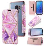 For Samsung Galaxy S9+ Bronzing Plating PU + TPU Horizontal Flip Leather Case with Holder & Card Slot(Pink Purple)