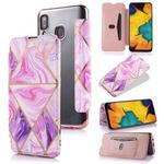 For Samsung Galaxy A20 / A30 Bronzing Plating PU + TPU Horizontal Flip Leather Case with Holder & Card Slot(Pink Purple)
