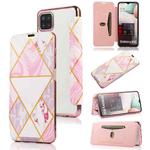 For Samsung Galaxy A12 / A42 5G Bronzing Plating PU + TPU Horizontal Flip Leather Case with Holder & Card Slot(Pink White)