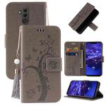 For Huawei Mate 20 lite Embossed Lucky Tree Horizontal Flip Leather Case with Holder & Card Slot & Wallet & Lanyard(Grey)