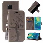 For Huawei Mate 20 Pro Embossed Lucky Tree Horizontal Flip Leather Case with Holder & Card Slot & Wallet & Lanyard(Grey)