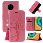 For Huawei Mate 30 Embossed Lucky Tree Horizontal Flip Leather Case with Holder & Card Slot & Wallet & Lanyard(Pink)