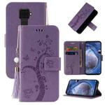 For Huawei Mate 30 Lite Embossed Lucky Tree Horizontal Flip Leather Case with Holder & Card Slot & Wallet & Lanyard(Purple)