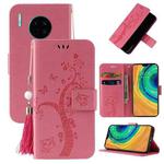 For Huawei Mate 30 Pro Embossed Lucky Tree Horizontal Flip Leather Case with Holder & Card Slot & Wallet & Lanyard(Pink)