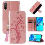 For Huawei Mate 40 Lite / Maimang 9 Embossed Lucky Tree Horizontal Flip Leather Case with Holder & Card Slot & Wallet & Lanyard(Rose Gold)