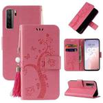 For Huawei nova 7 SE Embossed Lucky Tree Horizontal Flip Leather Case with Holder & Card Slot & Wallet & Lanyard(Pink)