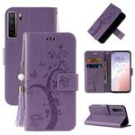 For Huawei nova 7 SE Embossed Lucky Tree Horizontal Flip Leather Case with Holder & Card Slot & Wallet & Lanyard(Purple)