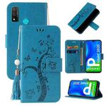 For Huawei P smart 2020 Embossed Lucky Tree Horizontal Flip Leather Case with Holder & Card Slot & Wallet & Lanyard(Blue)