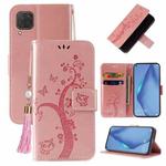 For Huawei P40 lite Embossed Lucky Tree Horizontal Flip Leather Case with Holder & Card Slot & Wallet & Lanyard(Rose Gold)