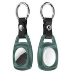 TPU Carbon Fiber Texture Shockproof Protective Cover Case with Keychain Ring For AirTag(Dark Green)