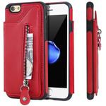 For iPhone 6 Solid Color Double Buckle Zipper Shockproof Protective Case(Red)