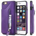 For iPhone 6 Plus Solid Color Double Buckle Zipper Shockproof Protective Case(Purple)