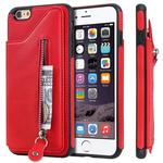 For iPhone 6 Plus Solid Color Double Buckle Zipper Shockproof Protective Case(Red)