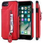 For iPhone SE 2022 / SE 2020 / 8 / 7 Solid Color Double Buckle Zipper Shockproof Protective Case(Red)