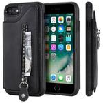 For iPhone SE 2022 / SE 2020 / 8 / 7 Solid Color Double Buckle Zipper Shockproof Protective Case(Black)