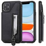 For iPhone 11 Solid Color Double Buckle Zipper Shockproof Protective Case(Black)