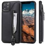 For iPhone 11 Pro Max Solid Color Double Buckle Zipper Shockproof Protective Case(Black)