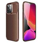 For iPhone 13 Pro Max Carbon Fiber Texture Shockproof TPU Case (Brown)