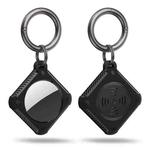 Armor Square Carbon Fiber Case with Keychain Ring for AirTag(Black)