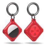 Armor Square Carbon Fiber Case with Keychain Ring for AirTag(Red)