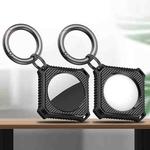 Four Square Carbon Fiber Case with Keychain Ring for AirTag(Black)