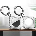 Four Square Carbon Fiber Case with Keychain Ring for AirTag(White)